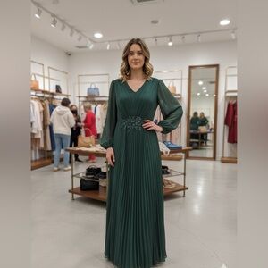 SHEIN Deep Green Long Sleeve Dress